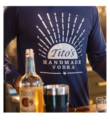 Titos apparel with imprinted logo