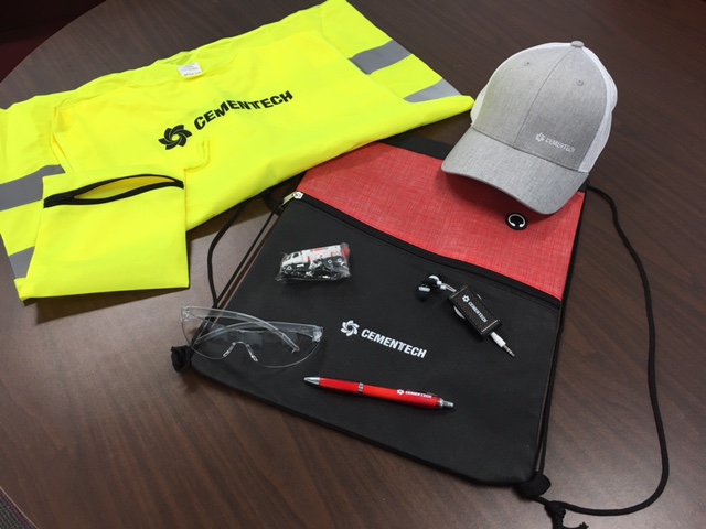 Items from Cementech Kit displayed on a table.