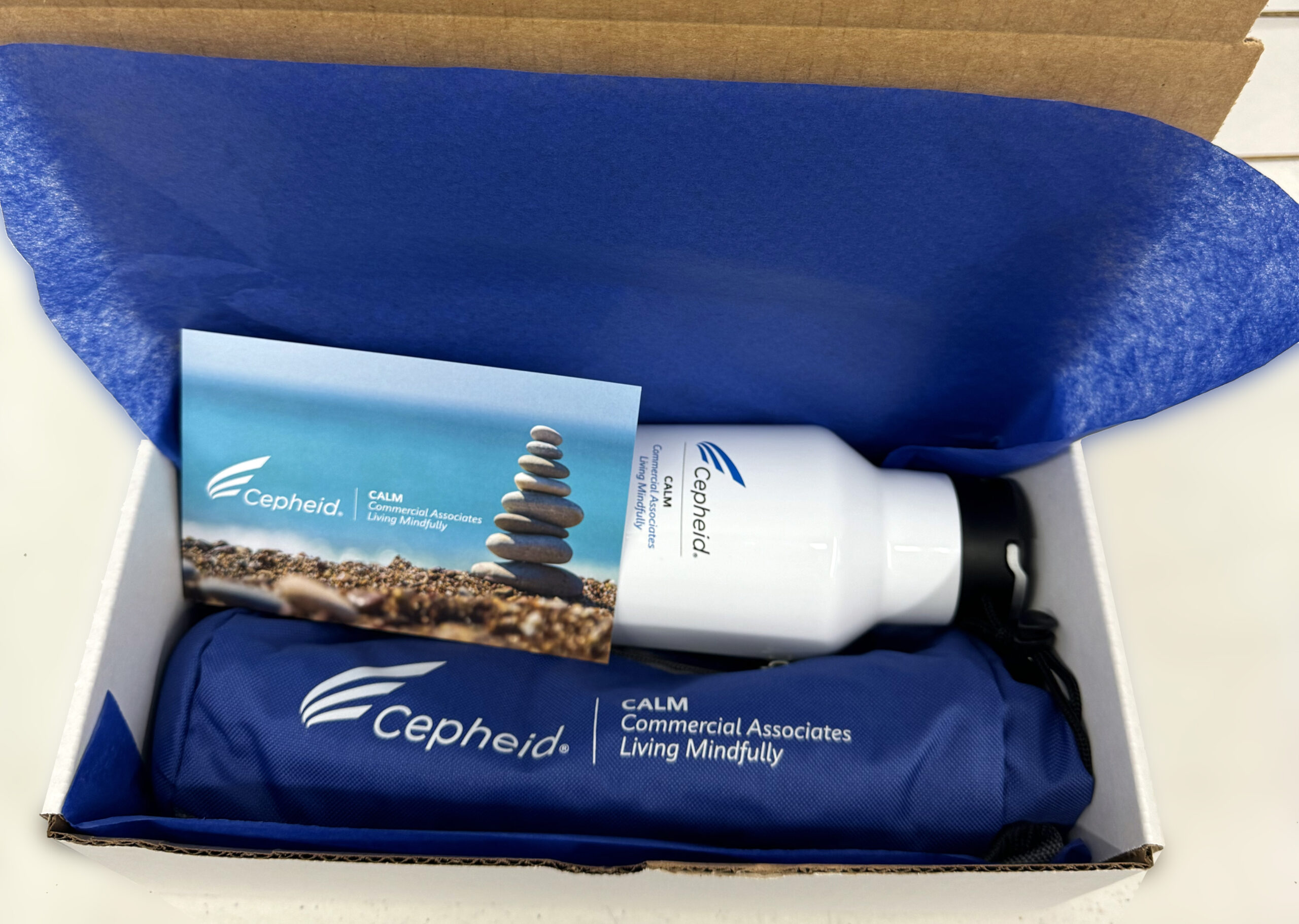 Cepheid Calm kit products displayed in a box.