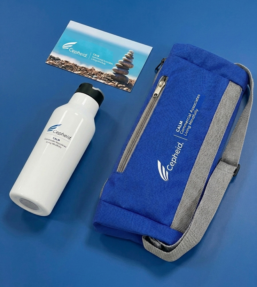 Cepheid Calm kit products displayed in a box.