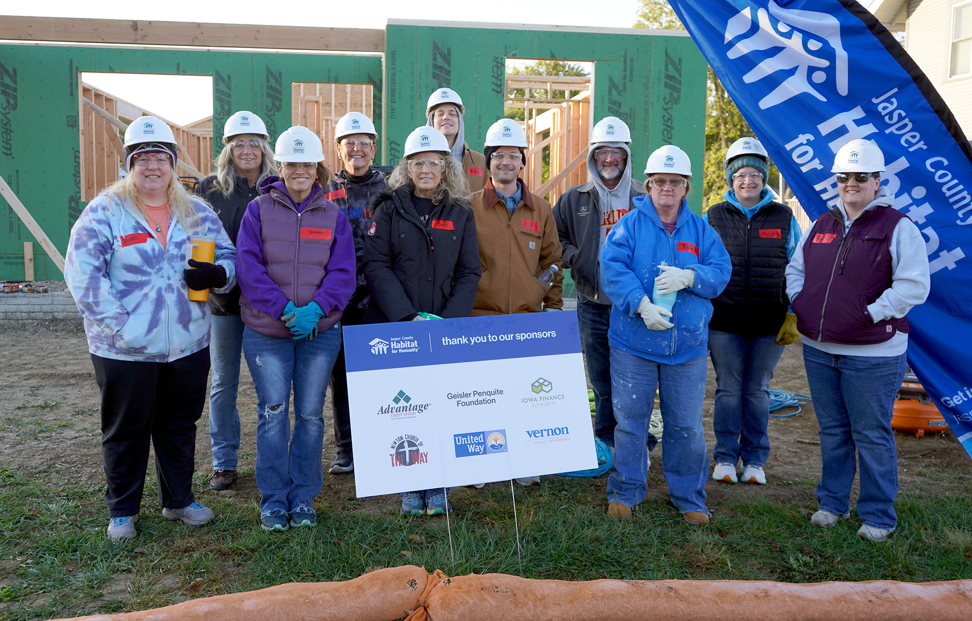 The Vernon Company team frequently volunteers at Habitat for Humanity builds to put together homes for community members in need. The Vernon team assisted in a home build in October 2025 in Newton.