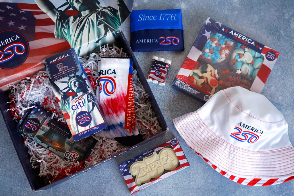 Branded commemorative gift kit showcasing how custom merchandise can celebrate a milestone while telling a cohesive brand story.
